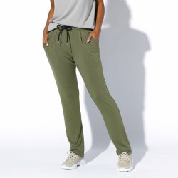 Vzdušné jednobarevné kalhoty olivové