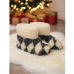 Papuče z ovčí vlny teploučké model 103 šachovnice – Zboží Mobilmania