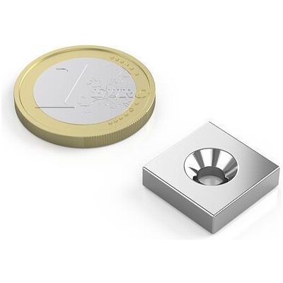 Neodymový magnet kvádr 15 × 15 × 4 mm, s otvorem M4, síla 4 kg – Sleviste.cz