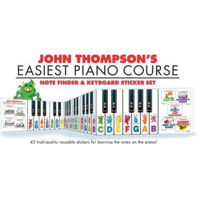 John Thompson's Easiest Piano Course Notefinder nálepky na klavírní klávesy & vyhledávač not