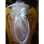 Mašle svatební s lístky - bílá / smetanová organza – Zbozi.Blesk.cz