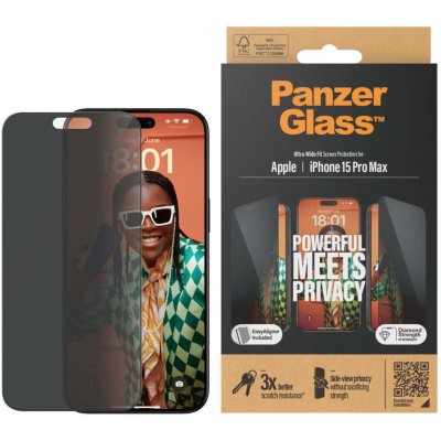 PanzerGlass Privacy Apple iPhone 15 Pro Max s instalačním rámečkem P2812 – Zbozi.Blesk.cz