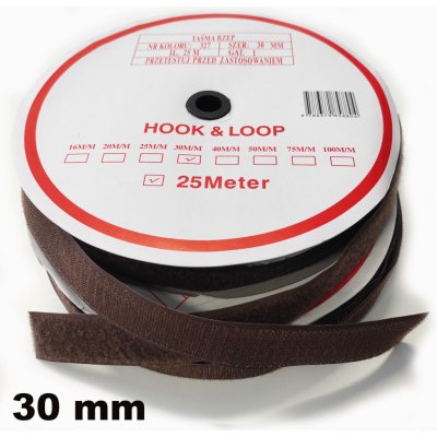 Pásek na suchý zip HÁČEK a SMYČKA SET hnědý 30 mm balení 25 m – Hledejceny.cz