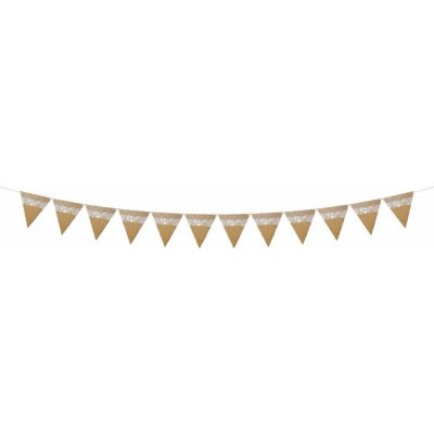 Goldpress Girlanda vlaječková kraftová Bílá krajka 225 cm