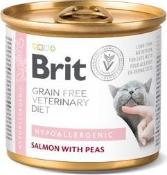 Brit Veterinary Diets Cat GF Hypoallergenic Salmon with Peas 0,2 kg