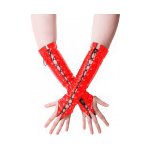 Sexy lackové šněrovací bezprstové rukavice Červená 1103 – Zboží Dáma