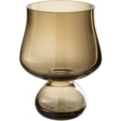 Hnědá skleněná váza/ svícen na noze Goblier - Ø 15*20 cm - J-Line by Jolipa – Hledejceny.cz