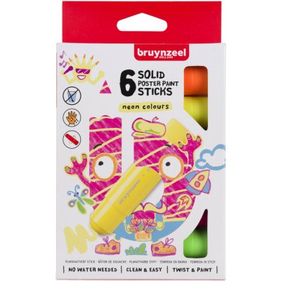Bruynzeel Sada kvašových tyčinek pro děti, neonové odstíny, 6 ks – Zboží Dáma