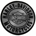 Nášivka Harley-Davidson Reflexní kulatá, černo-šedá, 76 mm – Zboží Dáma