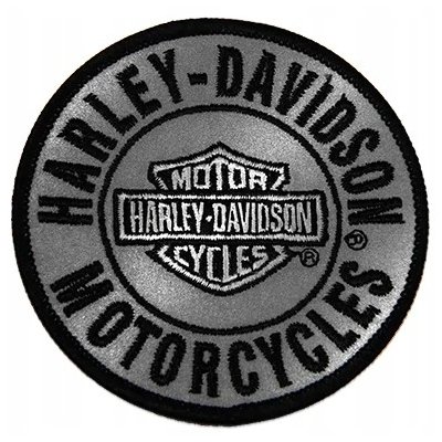 Nášivka Harley-Davidson Reflexní kulatá, černo-šedá, 76 mm – Zboží Dáma