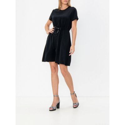 Calvin Klein lehké šaty Branded draw cords waisted dress černá – Zboží Mobilmania