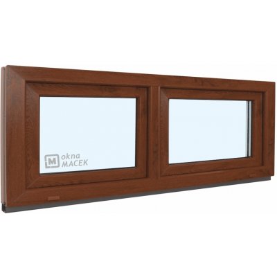 KNIPPING Plastové okno - 70 AD, 1800x600 mm, S/S, ořech Sklo: čiré, Barva, imitace: ořech/ořech (oboustranně)