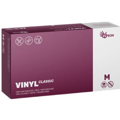 Espeon Vinyl Classic Powder Free Gloves White 100 ks – Hledejceny.cz