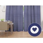Biante Bavlněný závěs Sandra SA-323 Modrá srdíčka v bílých kolečkách 150x200 cm – Zboží Mobilmania