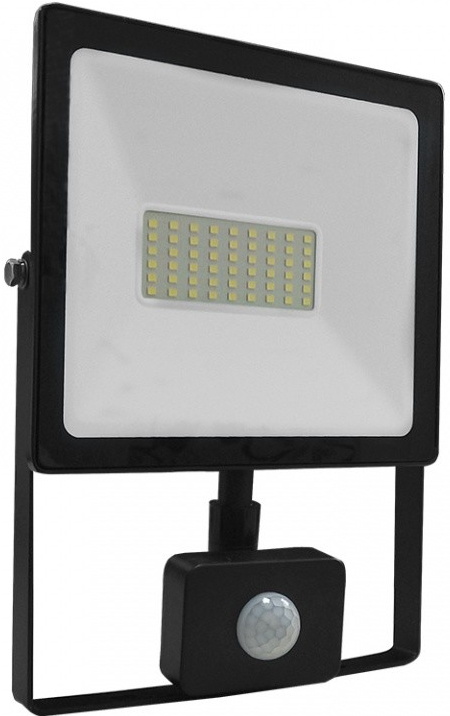 ACA Lighting LED venkovní reflektor Q 50W/230V/4000K/4250Lm/110°/IP66, pohybový senzor, černý