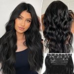 PORSMEER Clip in vlasové prodlužování 4 ks dlouhé clip in vlasové prodlužování, vlasové – Zboží Mobilmania