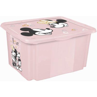 OKT Plastový box Minnie 15 l 38 x 28,5 x 20,5 cm světle růžový s víkem – Zboží Mobilmania
