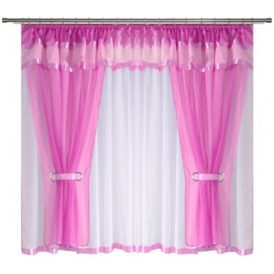 BytoTex Voálová kusová záclona se závěsem Alena růžová 400x150 cm – Hledejceny.cz
