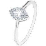 Šperky Eshop zásnubní prsten stříbro 925 čiré zirkonové zrnko s třpytivou obrubou J02.15: – Zboží Mobilmania