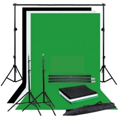 Fotověci Sada 3x Plátno Fotopozadí 3 x 3m + Konstrukce se Stativy 3 x 2,6m – Zboží Živě