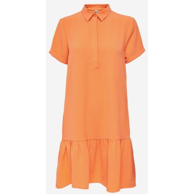 Jacqueline de Yong Lion košilové šaty s volánem oranžové – Zboží Mobilmania