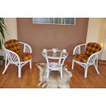 Ratanová sedací souprava Bahama bílá 2+1, polstry levandule – Zboží Dáma