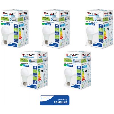 V-TAC 5 ks LED žárovek 9W A58 E27 SAMSUNG LED Denní bílá – Zboží Mobilmania