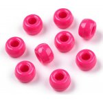 Akrylové korálky - pony beads - tmavě růžové - 6 x 9 mm - 10 ks – Sleviste.cz
