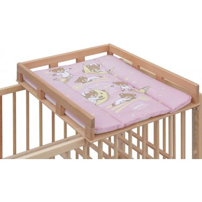 Přebalovací pult OGY Scarlett na postýlku - přírodní - s přebalovací podložkou Galaxy - Růžová – Zboží Dáma