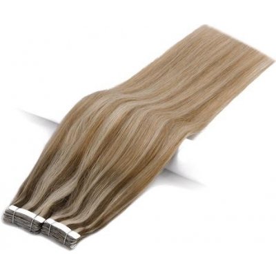 Vlasové PU pásky tape in na prodlužování vlasů 30cm ombré balayage 08/27/60 světle hnědá / tmavá blond / platina