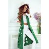 Dámský svetr a pulovr Fashionweek Dámská dlouhá pletená vesta s kapucí LIVIA Zelená