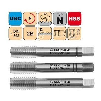 NÁSTROJE CZ Závitník sadový UNC 1/4"-20 SADA 2B HSS DIN 352 - 0204 - CZZ0204-UNC-1/4"-20-SD-2B – Hledejceny.cz
