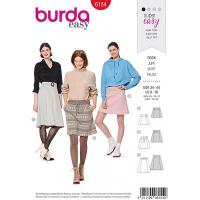 Burda Střih Burda 6154 - Áčková sukně, mini sukně