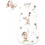 Miminu Spací pytel zavinovačka a čepička LUX SOFT bavlna 2v1 Kocourek a pampeliška bílá – Zboží Mobilmania