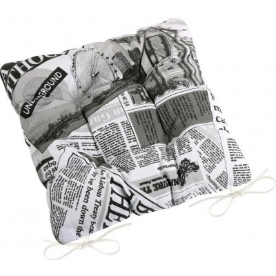 Bellatex Sedák EMA prošívaný Noviny černá, bílá 40x40 cm – Zboží Dáma