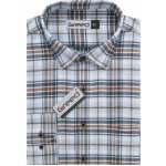 AMJ Greed pánská flanelová košile dlouhý rukáv regular fit SDF390 károvaná béžovo-modro-bílá – Sleviste.cz