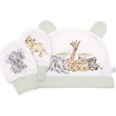 Wrendale Designs Kojenecká čepička a rukavičky Little Savannah Africká zvířátka – Hledejceny.cz