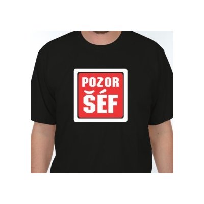 Tričko Pozor šéf Červená – Sleviste.cz