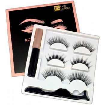 Fair Lashes Magnetic KIT 3 Magnetické řasy s oční linkou a aplikátorem 3 páry řas