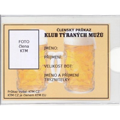 Členský průkaz Klub týraných mužů – Zboží Dáma