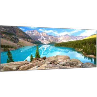 Obraz skleněný morénové jezero mezi horami - 40 x 60 cm – Hledejceny.cz