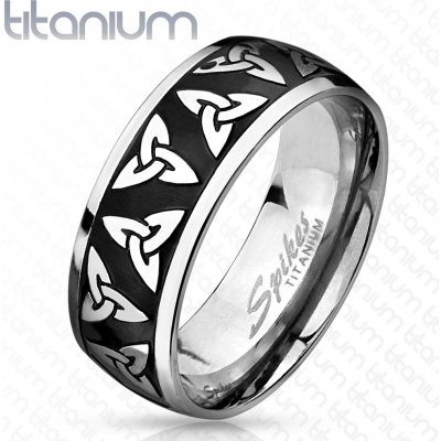 Šperky Eshop Titanový prsten stříbrné a černé barvy lesklé okraje keltské  symboly M07.33 — Heureka.cz