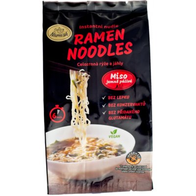 Ňamish Instantní nudle celozrnná rýže a jáhly miso jemně pálivé bez lepku 57 g – Zboží Dáma
