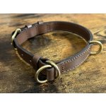 LV Shop Obojek Kožený Polostahovací Nastavitelný Mosazné kování – Zboží Mobilmania