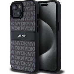 DKNY PU Leather Repeat Pattern Tonal Stripe pro iPhone 15 Black