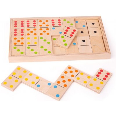 Bigjigs Toys Velké dřevěné domino (Rozměry: 33x20x2,5 cm Rozměr kostičky: 4,5x9 cm Věk: 3+ Materiál: dřevo)