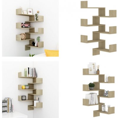 vidaXL Nástěnné rohové police 2 ks Sonoma dub 40x40x50 cm materiál na bázi dřeva - Nástěnná police - Nástěnné police - Nástěnný úložný prostor - Nástěnné police – Hledejceny.cz