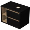 Koupelnový nábytek Emmy Design LARK 70 cm černá/halifax se dvěma zásuvkami 50 cm a otevřenou nikou 20 cm vlevo, pro umyvadla na desku