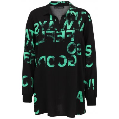 Doris Streich dámská tunika černá se zeleným potiskem – Zboží Mobilmania