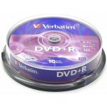 Verbatim DVD+R 4,7GB 16x, Advanced AZO+, cakebox, 10ks (43498) – Zboží Živě